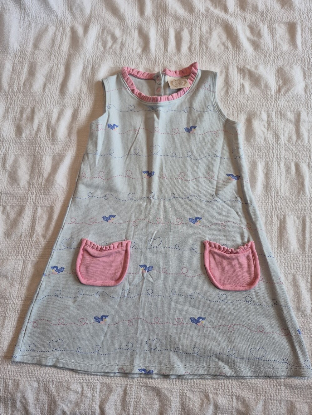 Beaufort Bonnet Company Knit Dress 7 Blue Bird Pink Pocket Spring Summer TBBC